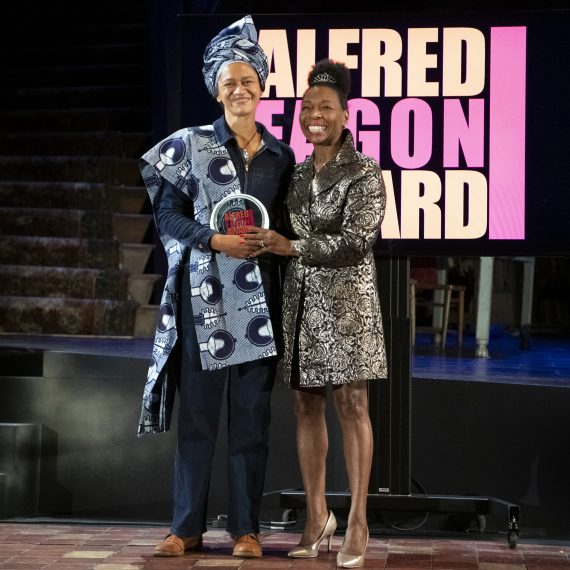 Mojisola Adebayo and Baroness Floella Benjamin