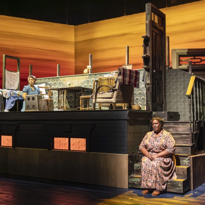 Anna Crichlow (Hortense) and Marcia Mantack (Miss Jewel) in Small Island. Pamela Raith Photography