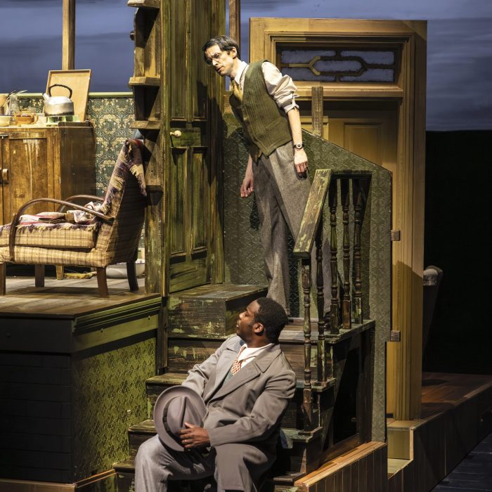 Mark Arends (Bernard) and Daniel Ward (Gilbert) in Small Island. Pamela Raith Photography